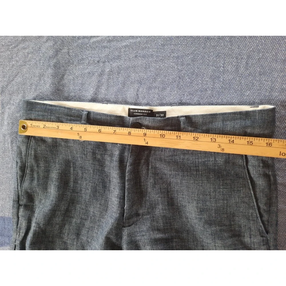 Club Monaco Connor Fit Heather Gray Linen Blend Slim Chino Pants Men 31x30